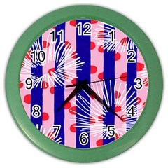 Line Vertical Polka Dots Circle Flower Blue Pink White Color Wall Clocks by Mariart