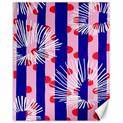 Line Vertical Polka Dots Circle Flower Blue Pink White Canvas 11  X 14  