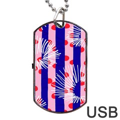 Line Vertical Polka Dots Circle Flower Blue Pink White Dog Tag Usb Flash (one Side) by Mariart