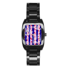 Line Vertical Polka Dots Circle Flower Blue Pink White Stainless Steel Barrel Watch by Mariart