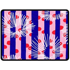 Line Vertical Polka Dots Circle Flower Blue Pink White Double Sided Fleece Blanket (large)  by Mariart