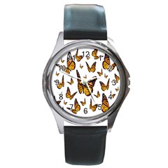 Butterfly Spoonflower Round Metal Watch by Mariart