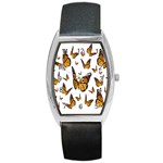 Butterfly Spoonflower Barrel Style Metal Watch Front