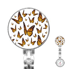 Butterfly Spoonflower Stainless Steel Nurses Watch