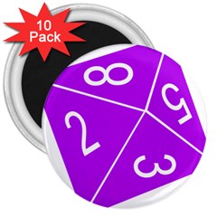 Number Purple 3  Magnets (10 Pack) 