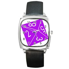 Number Purple Square Metal Watch