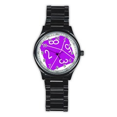 Number Purple Stainless Steel Round Watch