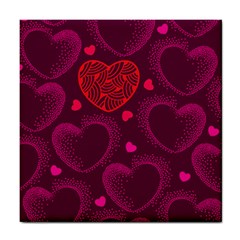 Love Heart Polka Dots Pink Tile Coasters