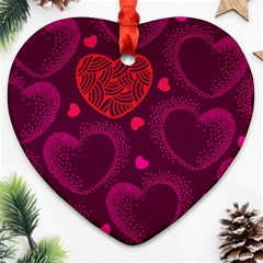 Love Heart Polka Dots Pink Ornament (heart) by Mariart