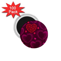 Love Heart Polka Dots Pink 1 75  Magnets (100 Pack)  by Mariart