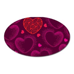 Love Heart Polka Dots Pink Oval Magnet