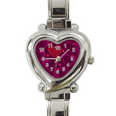 Love Heart Polka Dots Pink Heart Italian Charm Watch by Mariart