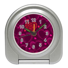 Love Heart Polka Dots Pink Travel Alarm Clocks