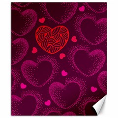 Love Heart Polka Dots Pink Canvas 8  X 10  by Mariart