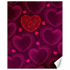 Love Heart Polka Dots Pink Canvas 16  X 20   by Mariart