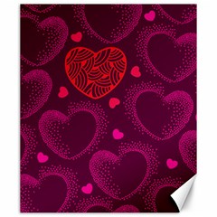 Love Heart Polka Dots Pink Canvas 20  X 24   by Mariart