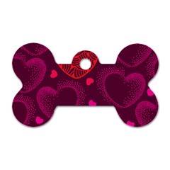 Love Heart Polka Dots Pink Dog Tag Bone (two Sides) by Mariart