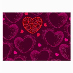 Love Heart Polka Dots Pink Large Glasses Cloth (2-side) by Mariart