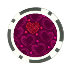 Love Heart Polka Dots Pink Poker Chip Card Guard by Mariart