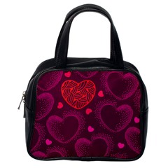 Love Heart Polka Dots Pink Classic Handbags (one Side)