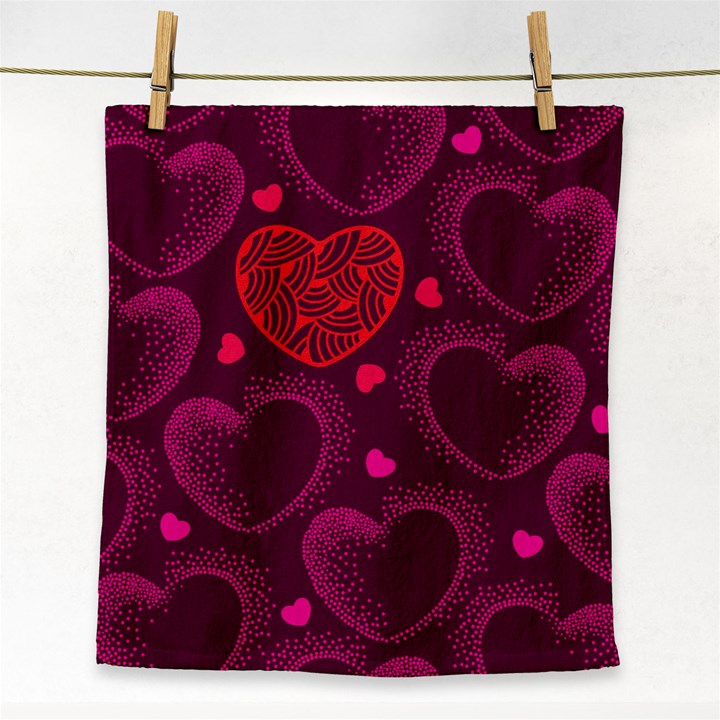 Love Heart Polka Dots Pink Face Towel