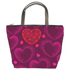 Love Heart Polka Dots Pink Bucket Bags by Mariart