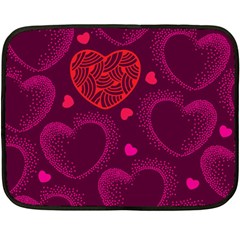 Love Heart Polka Dots Pink Double Sided Fleece Blanket (mini)  by Mariart