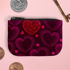 Love Heart Polka Dots Pink Mini Coin Purses by Mariart