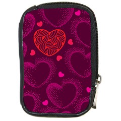 Love Heart Polka Dots Pink Compact Camera Cases by Mariart