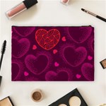 Love Heart Polka Dots Pink Cosmetic Bag (Large)  Back