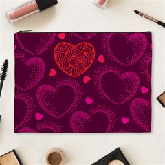 Love Heart Polka Dots Pink Cosmetic Bag (xl)