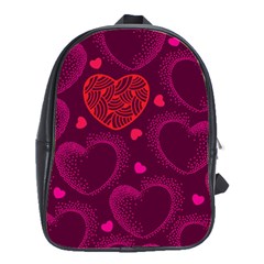 Love Heart Polka Dots Pink School Bags(large)  by Mariart