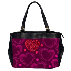 Love Heart Polka Dots Pink Office Handbags (2 Sides) 