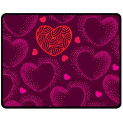 Love Heart Polka Dots Pink Fleece Blanket (medium)  by Mariart