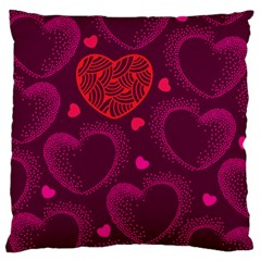 Love Heart Polka Dots Pink Large Cushion Case (one Side) by Mariart