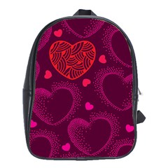 Love Heart Polka Dots Pink School Bags (xl)  by Mariart