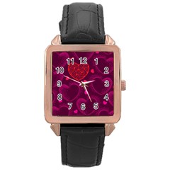 Love Heart Polka Dots Pink Rose Gold Leather Watch 