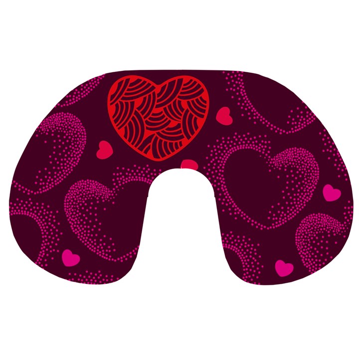 Love Heart Polka Dots Pink Travel Neck Pillows