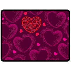 Love Heart Polka Dots Pink Double Sided Fleece Blanket (large)  by Mariart