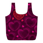 Love Heart Polka Dots Pink Full Print Recycle Bags (L)  Front