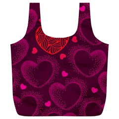 Love Heart Polka Dots Pink Full Print Recycle Bags (l)  by Mariart