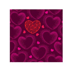 Love Heart Polka Dots Pink Small Satin Scarf (square) by Mariart