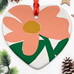 Peach Sunflower Flower Pink Green Ornament (heart)