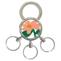 Peach Sunflower Flower Pink Green 3-ring Key Chains