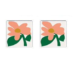 Peach Sunflower Flower Pink Green Cufflinks (square)