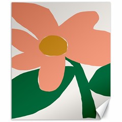 Peach Sunflower Flower Pink Green Canvas 8  X 10 