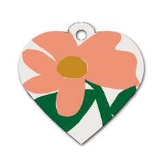 Peach Sunflower Flower Pink Green Dog Tag Heart (one Side) by Mariart