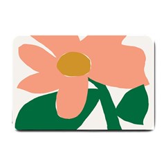 Peach Sunflower Flower Pink Green Small Doormat  by Mariart