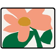 Peach Sunflower Flower Pink Green Fleece Blanket (large) 