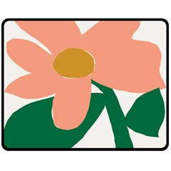 Peach Sunflower Flower Pink Green Fleece Blanket (medium) 